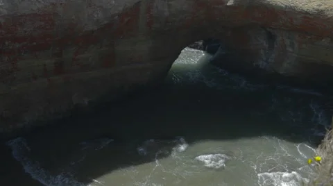 The Devils Punch Bowl on the Oregon coast Stock Footage 53497176