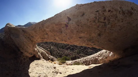 Devils Punchbowl Arch Pan Stock Footage 31740485