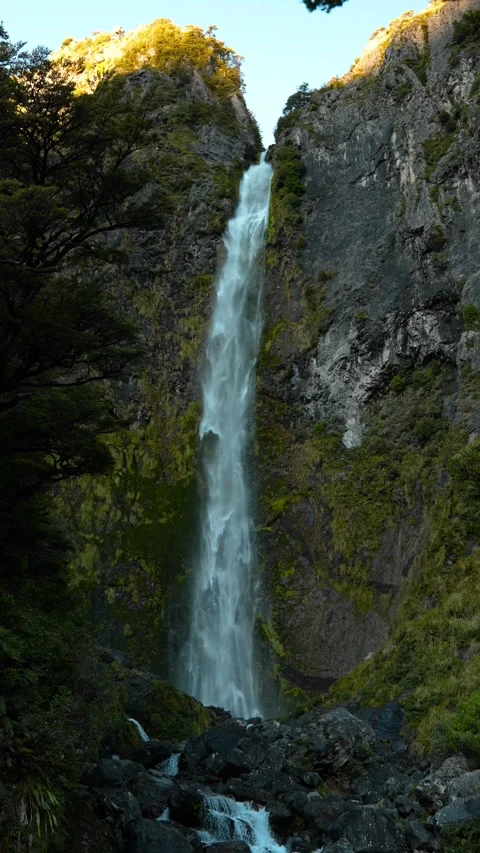 Devils Punchbowl waterfall in slow motion, showcasing the beauty of New Stock Footage 309647248