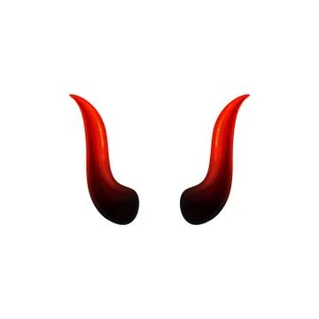 Devils red and black horns icon realistic vector illustration isolated on white. Stock Illustration