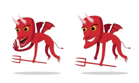 Devils talking and whispering, side view, vector Stock Illustration