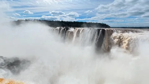 Devil's Throat Cascades and Mist Beneath a Dramatic Sky Stock-Footage 342273805