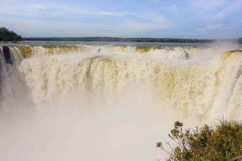 Devils Throat fall, in Iguazu river, Brazil Argentina border. Cataratas Iguac Stock Photos