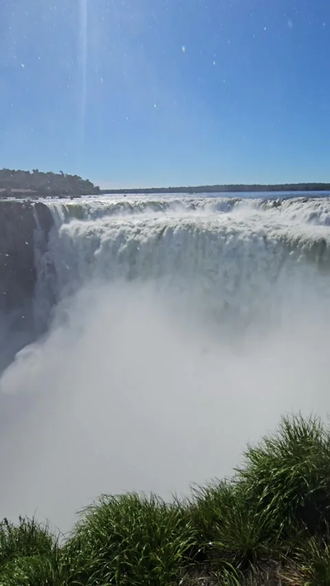 Devil's Throat waterfall mist, Argentina Vertical 4K Stock Footage 348252044