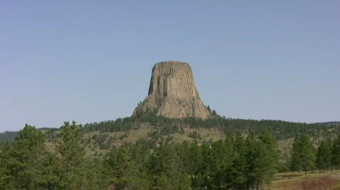Devils Tower 1 ZOOM IN Stock Footage 500662