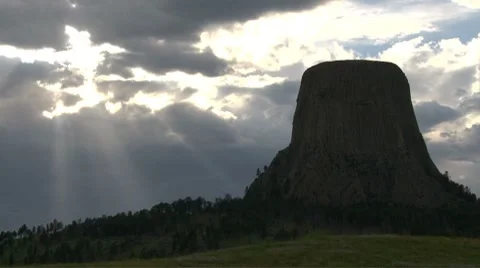 Devil's Tower cloud time lapse Stock Footage 8658669