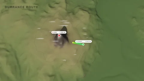 Devils tower durrance route 3d terrain route map seamless loop Stock Footage 341852651