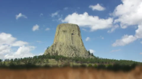 Devil's Tower Jib Reveal Shot (Wyoming) Stock Footage 63369922