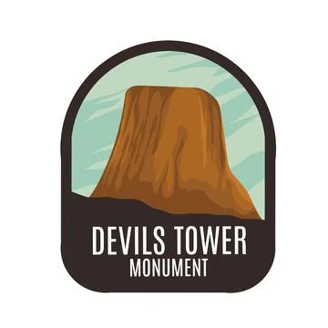 Devils Tower Monument Badge Stock Illustration