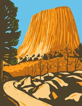 Devils Tower National Monument in Bear Lodge Ranger District of the Black Hil 스톡 일러스트
