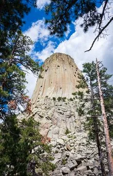 Devils Tower National Monument, Butte in Wyoming Stock Photos