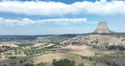 Devils Tower National Monument Drone Aerial View Sundance Wyoming USA Stock-Footage 335795340