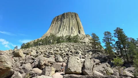 Devils Tower National Monument is located in Wyoming, USA. Stock Footage 340232785