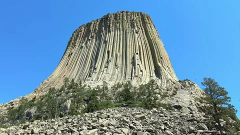 Devils Tower National Monument is located in Wyoming, USA. Stock Footage 340236732