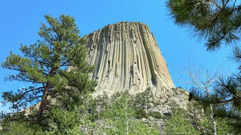 Devils Tower National Monument is located in Wyoming, USA. Stock Footage 340236735