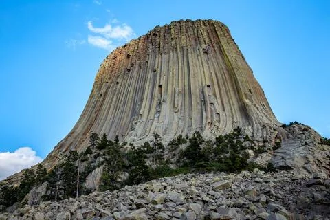 Devils Tower Towering Up, Devils Tower National Monument, Wyoming Stock Photos