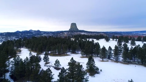 Devils Tower Weird Rock Formation Stock Footage 124705093