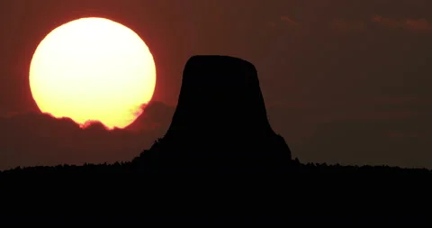 Devils Tower Wyoming Big Sun Sunset Time Lapse Stock Footage 149138158