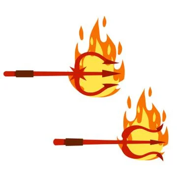 Devil's Trident. Hell fork. Cartoon flat illustration. Stock Illustration
