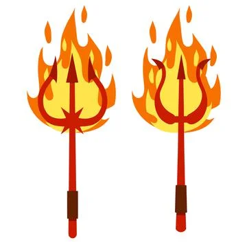 Devil's Trident. Hell fork. Cartoon flat illustration. Illustrazione stock