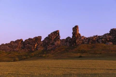 Devil's Wall Harz in the evening light Foto stock