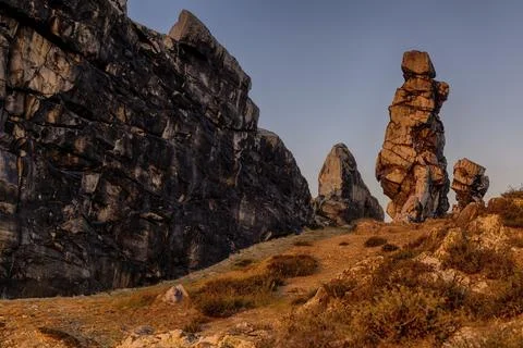 Devil's Wall Harz in the evening light Foto stock