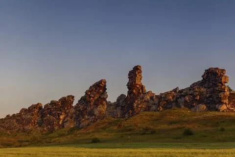 Devil's Wall Harz in the evening light Foto stock