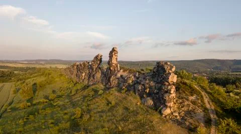 Devils Wall rock formation. Germany Stock Photos