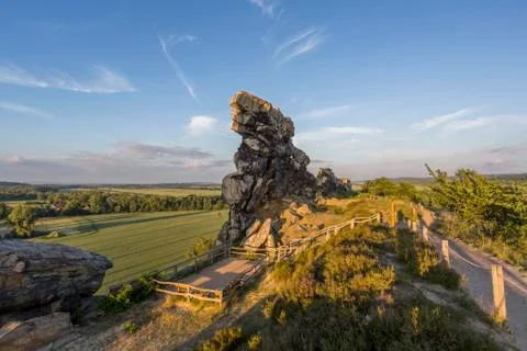 Devils Wall rock formation. Germany Stock Photos