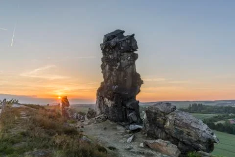 Devils Wall rock formation. Germany Stock Photos