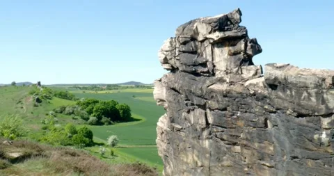 Devils Wall rock formation at Weddersleben, Harz mountains, GER Stock Footage 310091335