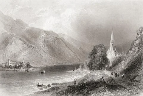 The Devil's Wall, St. Johns, Macedonia. After a 19th century print by W.H. Bartl Stock Illustration
