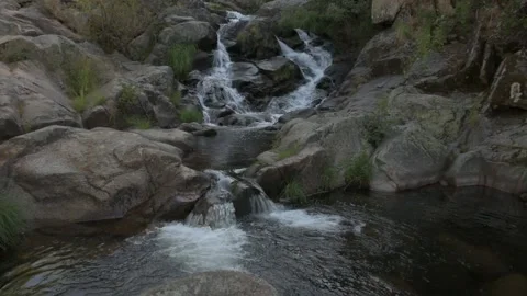 Devil's Waterfall and river in Extremadura, Spain. River and cascade. Stock Footage 133896446