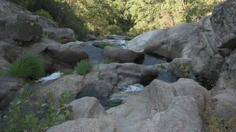 Devil's Waterfall and river in Extremadura, Spain. River and cascade. Stock Footage 133896473