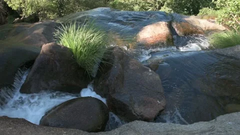 Devil's Waterfall and river in Extremadura, Spain. River and cascade. Stock Footage 133896531