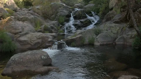 Devil's Waterfall in Extremadura, Spain. River and cascade. Stock Footage 133895834