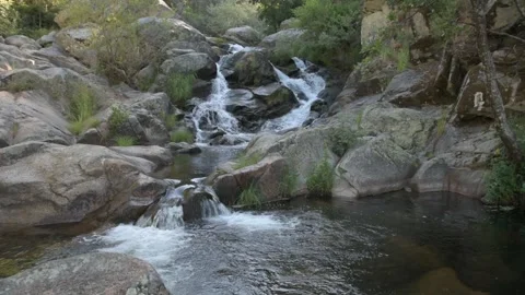Devil's Waterfall in Extremadura, Spain. River and cascade. Stock Footage 133895872