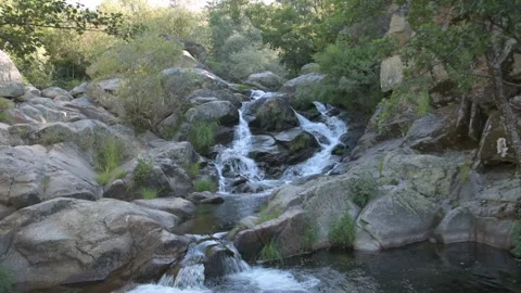 Devil's Waterfall in Extremadura, Spain. River and cascade. Stock Footage 133895904
