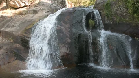 Devil's Waterfall in Extremadura, Spain. River and cascade. Stock Footage 133896118