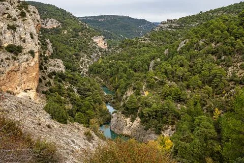 Devil's Window. Natural viewpoint on the bank of the river Jucar. Villalba de Stock Photos