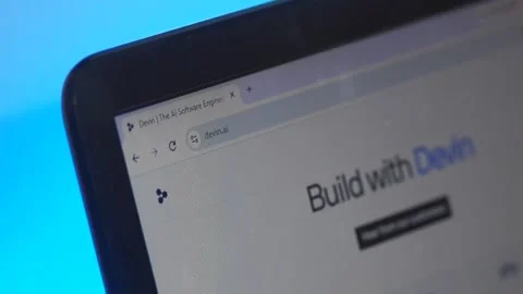 Devin Ai Software Engineer Website On Laptop Screen: New York, USA. 14 Sep 2026 Video stock 345565258