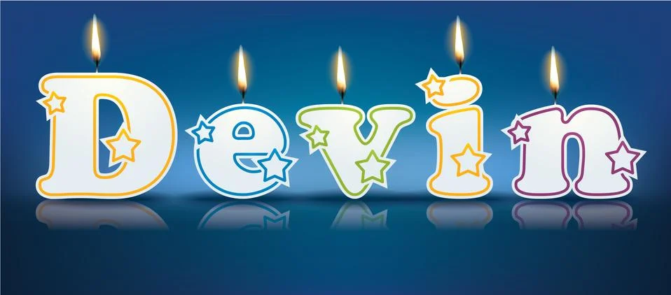 DEVIN written with burning candles Stock Illustration