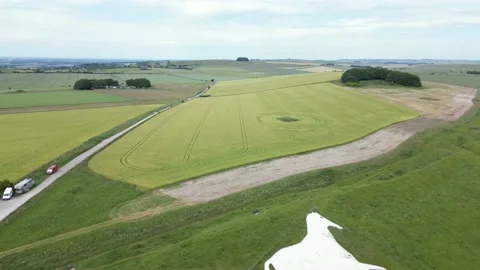 Devizes White Horse chalk hill figure. Aerial footage. Stock Footage 198657721