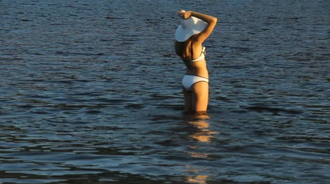 Devk a posing in a swimsuit on the beach Stock Footage 66765038