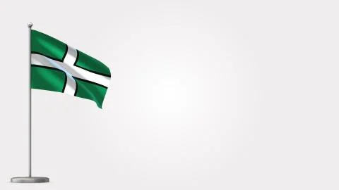 Devon 3D waving flag illustration on Flagpole. Perfect for background with sp Illustrazione stock