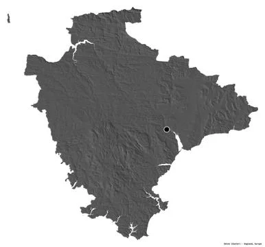 Devon, administrative county of England, on white. Bilevel Ilustración de archivo