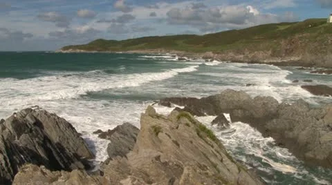 Devon Atlantic Coastline Video stock 18173237
