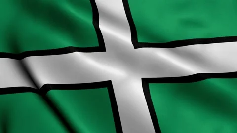 Devon City Flag. Waving Fabric Satin Texture National Flag of Devon 3D Stock Footage 263901241