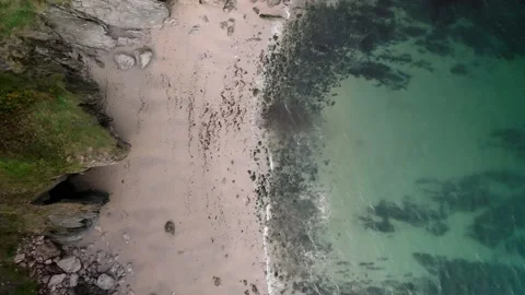 Devon coastal cliffs aerial drone view, England coastline Stock Footage 233994883