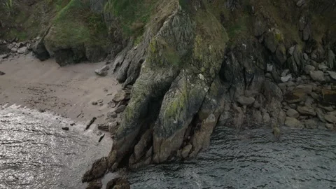 Devon coastal cliffs aerial drone view, England coastline Stock Footage 233995078